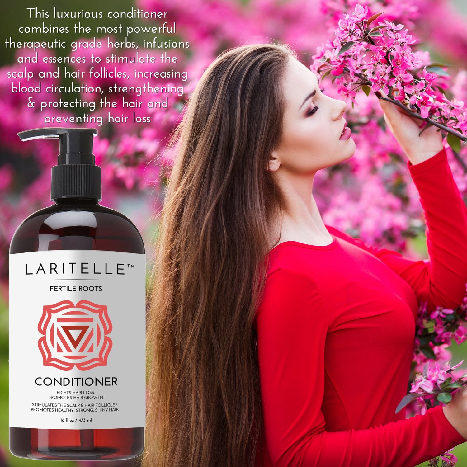 Laritelle Organic Conditioner, Fortifying, Strengthening and Rejuvenating, Stops Hair Shedding, Promotes New Hair Growth, Ayurveda Herbs, Lavender, Ginger, Rosemary, Patchouli and Cloves, 16 oz.